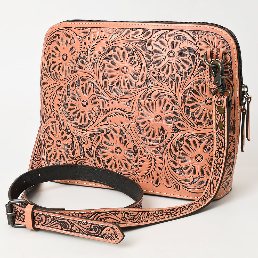 American Darling Hand Tooled Floral Leather Crossbody Bag Western Purse
