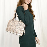 ADBG1139 Hand-Tooled Leather Western Tote Bag - Genuine Floral Cowgirl Shoulder Purse