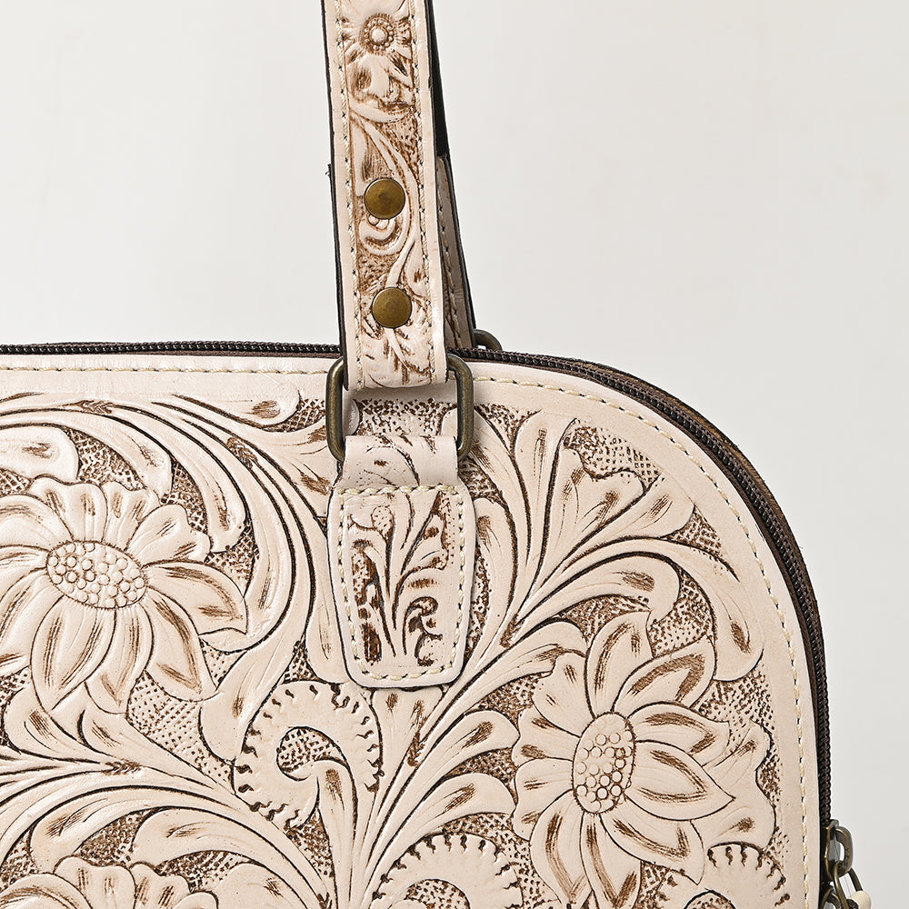 ADBG1139 Hand-Tooled Leather Western Tote Bag - Genuine Floral Cowgirl Shoulder Purse