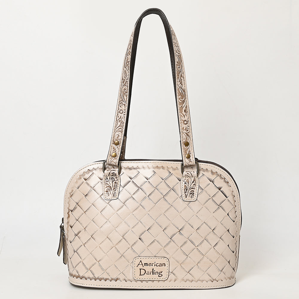 ADBG1139 Hand-Tooled Leather Western Tote Bag - Genuine Floral Cowgirl Shoulder Purse