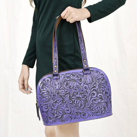 American Darling Hand Tooled Floral Leather Tote Bag Western Purse