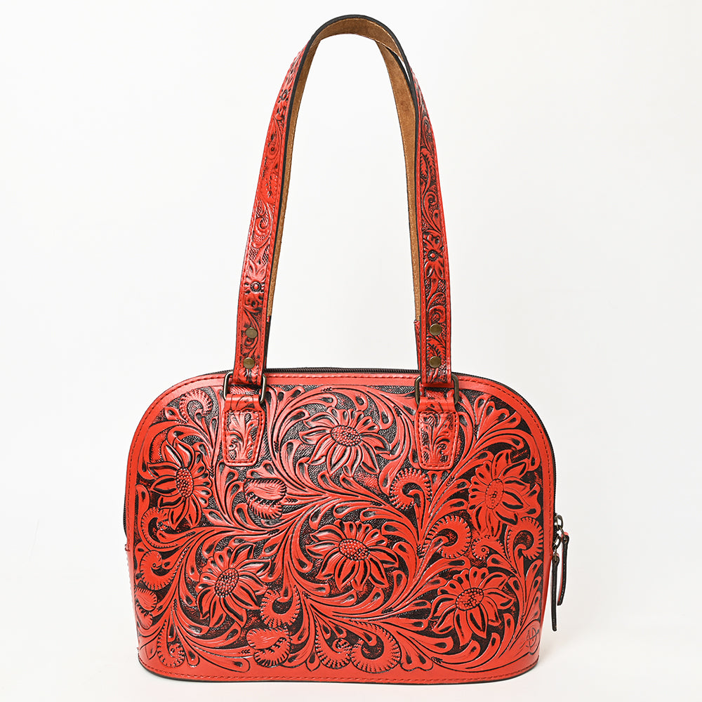 ADBG1139 Hand-Tooled Leather Western Tote Bag - Genuine Floral Cowgirl Shoulder Purse