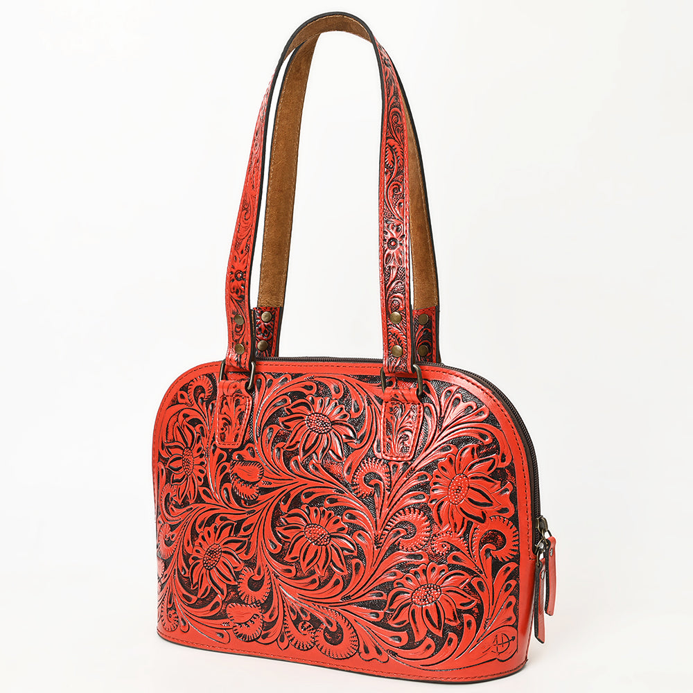 ADBG1139 Hand-Tooled Leather Western Tote Bag - Genuine Floral Cowgirl Shoulder Purse