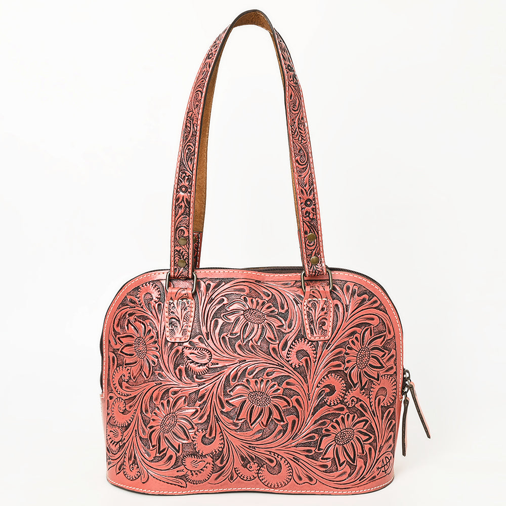 ADBG1139 Hand-Tooled Leather Western Tote Bag - Genuine Floral Cowgirl Shoulder Purse