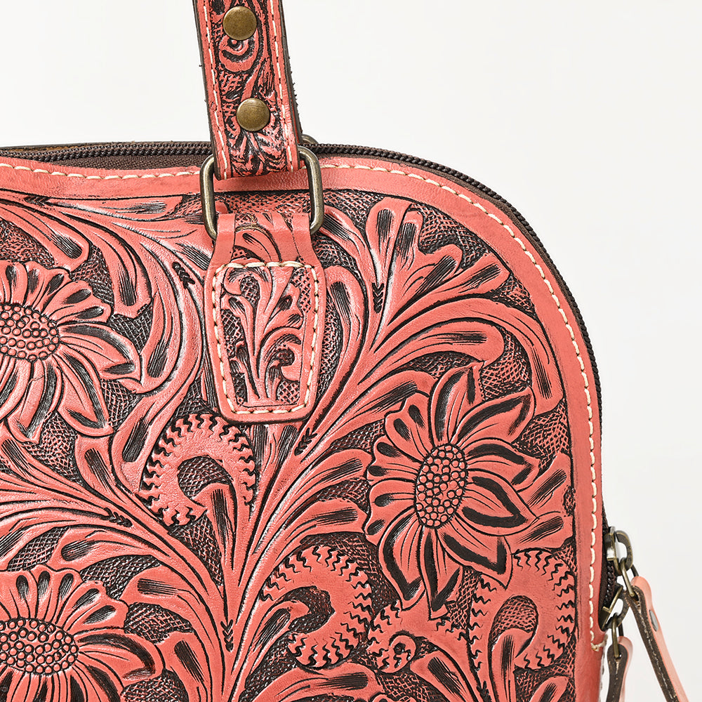 ADBG1139 Hand-Tooled Leather Western Tote Bag - Genuine Floral Cowgirl Shoulder Purse