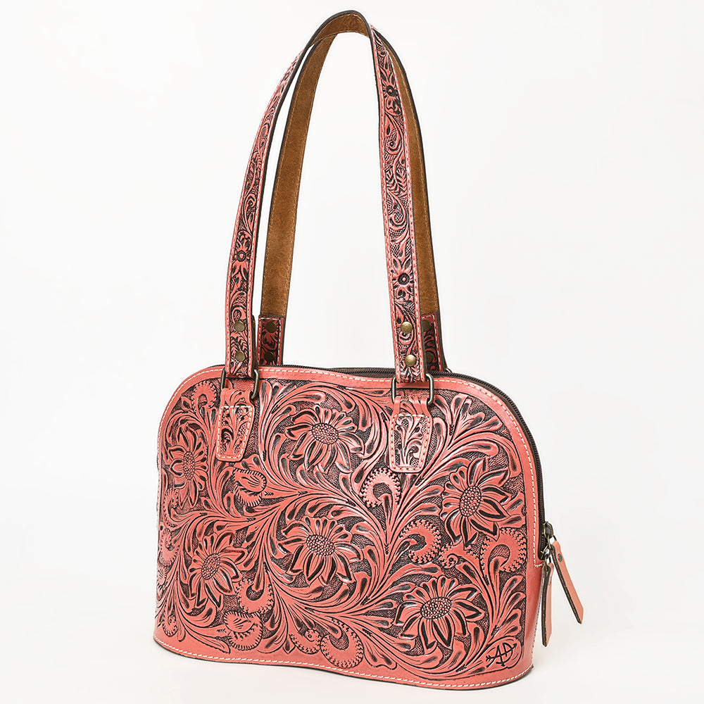 ADBG1139 Hand-Tooled Leather Western Tote Bag - Genuine Floral Cowgirl Shoulder Purse