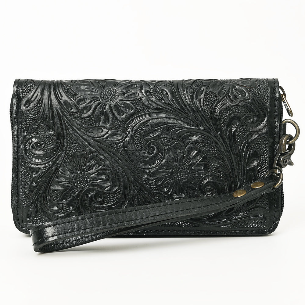 American Darling Hand-Tooled Western Leather Clutch Bag - Genuine Carved Artisan Womens Wristlet
