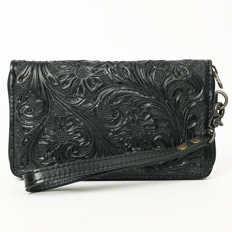 American Darling Hand-Tooled Western Leather Clutch Bag - Genuine Carved Artisan Women Wristlet