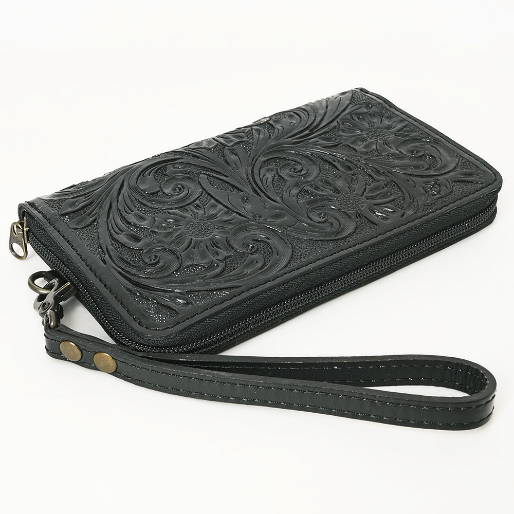 American Darling Hand-Tooled Western Leather Clutch Bag - Genuine Carved Artisan Womens Wristlet