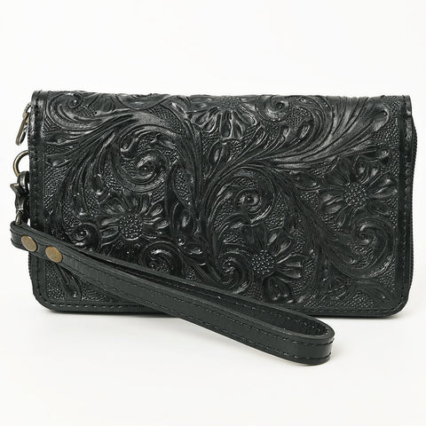 American Darling Hand-Tooled Western Leather Clutch Bag - Genuine Carved Artisan Women Wristlet
