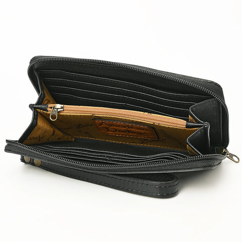 American Darling Hand-Tooled Western Leather Clutch Bag - Genuine Carved Artisan Women Wristlet