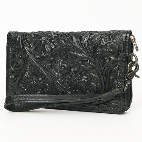 American Darling Hand-Tooled Western Leather Clutch Bag - Genuine Carved Artisan Women Wristlet
