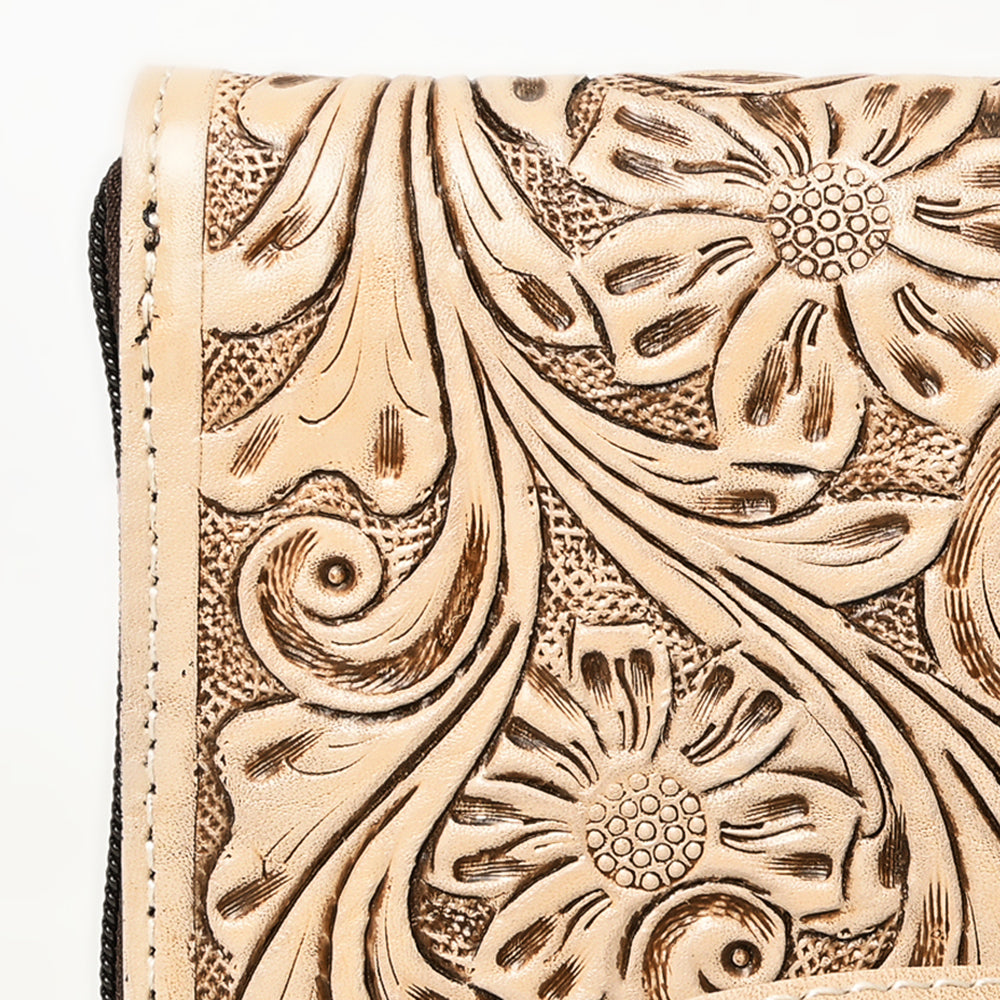American Darling Hand-Tooled Western Leather Clutch Bag - Genuine Carved Artisan Womens Wristlet