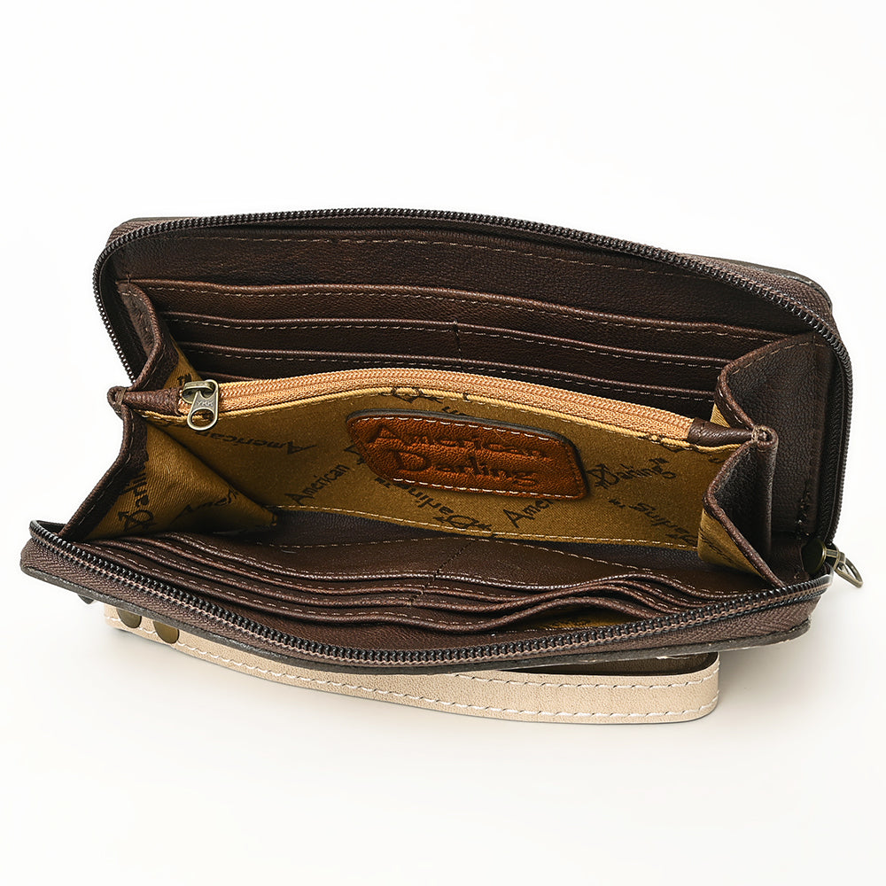 American Darling Hand-Tooled Western Leather Clutch Bag - Genuine Carved Artisan Womens Wristlet