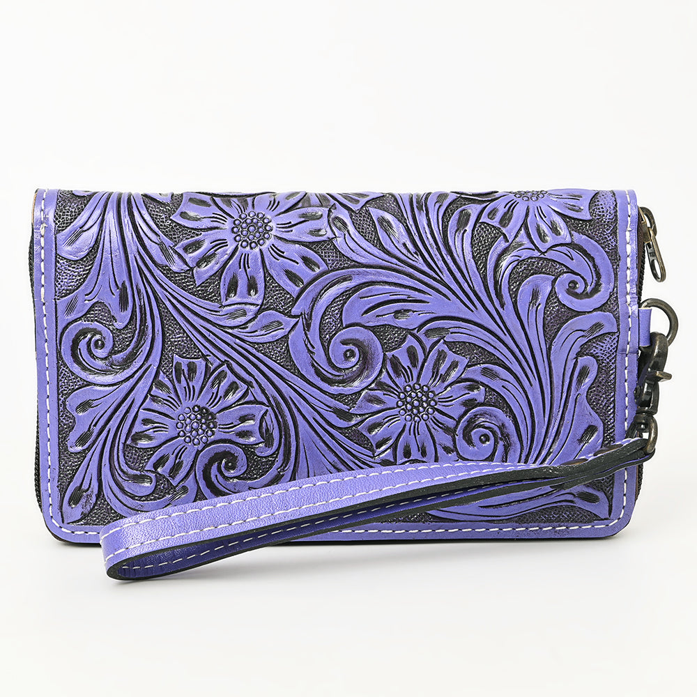 American Darling Hand-Tooled Western Leather Clutch Bag - Genuine Carved Artisan Womens Wristlet