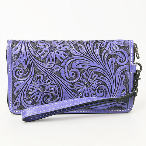American Darling Hand-Tooled Western Leather Clutch Bag - Genuine Carved Artisan Women Wristlet