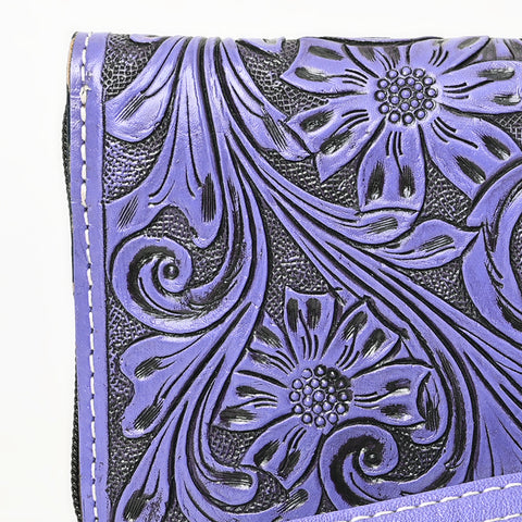 American Darling Hand-Tooled Western Leather Clutch Bag - Genuine Carved Artisan Women Wristlet