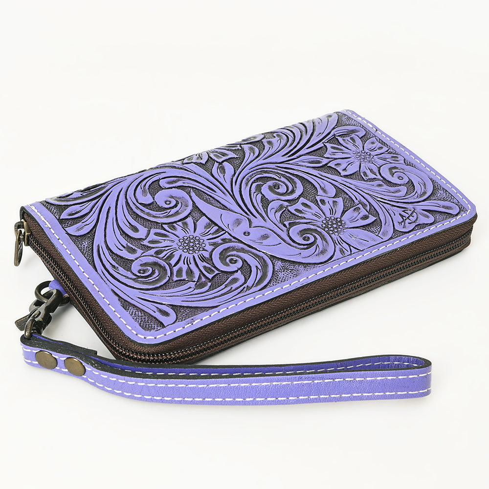 American Darling Hand-Tooled Western Leather Clutch Bag - Genuine Carved Artisan Womens Wristlet