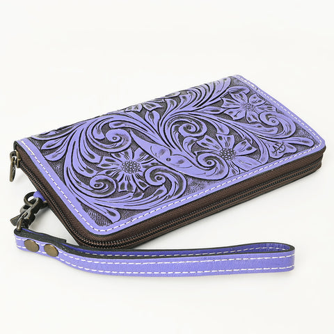American Darling Hand-Tooled Western Leather Clutch Bag - Genuine Carved Artisan Women Wristlet