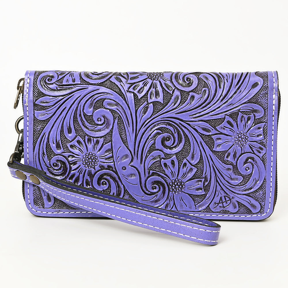 American Darling Hand-Tooled Western Leather Clutch Bag - Genuine Carved Artisan Womens Wristlet
