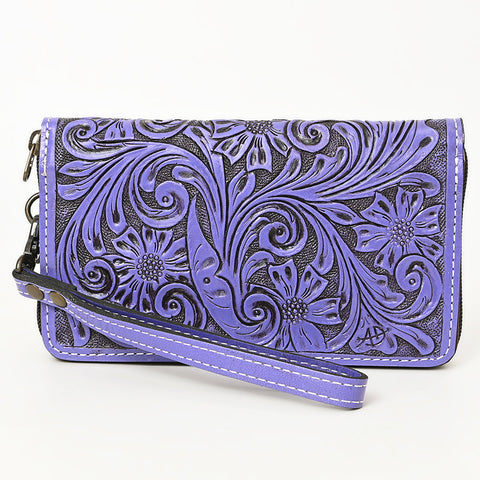 American Darling Hand-Tooled Western Leather Clutch Bag - Genuine Carved Artisan Women Wristlet