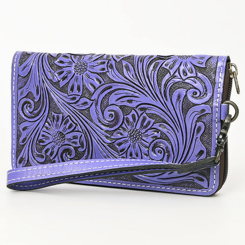 American Darling Hand-Tooled Western Leather Clutch Bag - Genuine Carved Artisan Women Wristlet