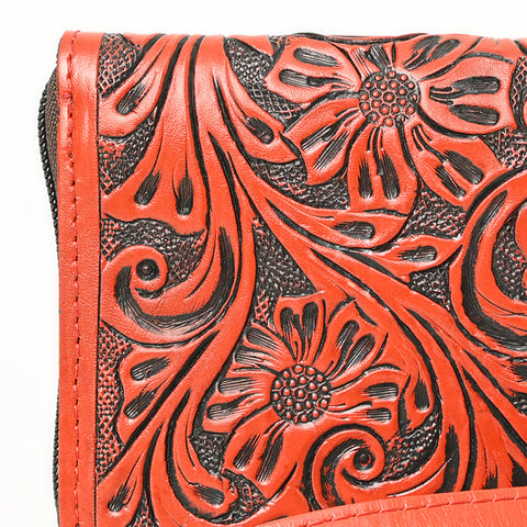 American Darling Hand-Tooled Western Leather Clutch Bag - Genuine Carved Artisan Women Wristlet