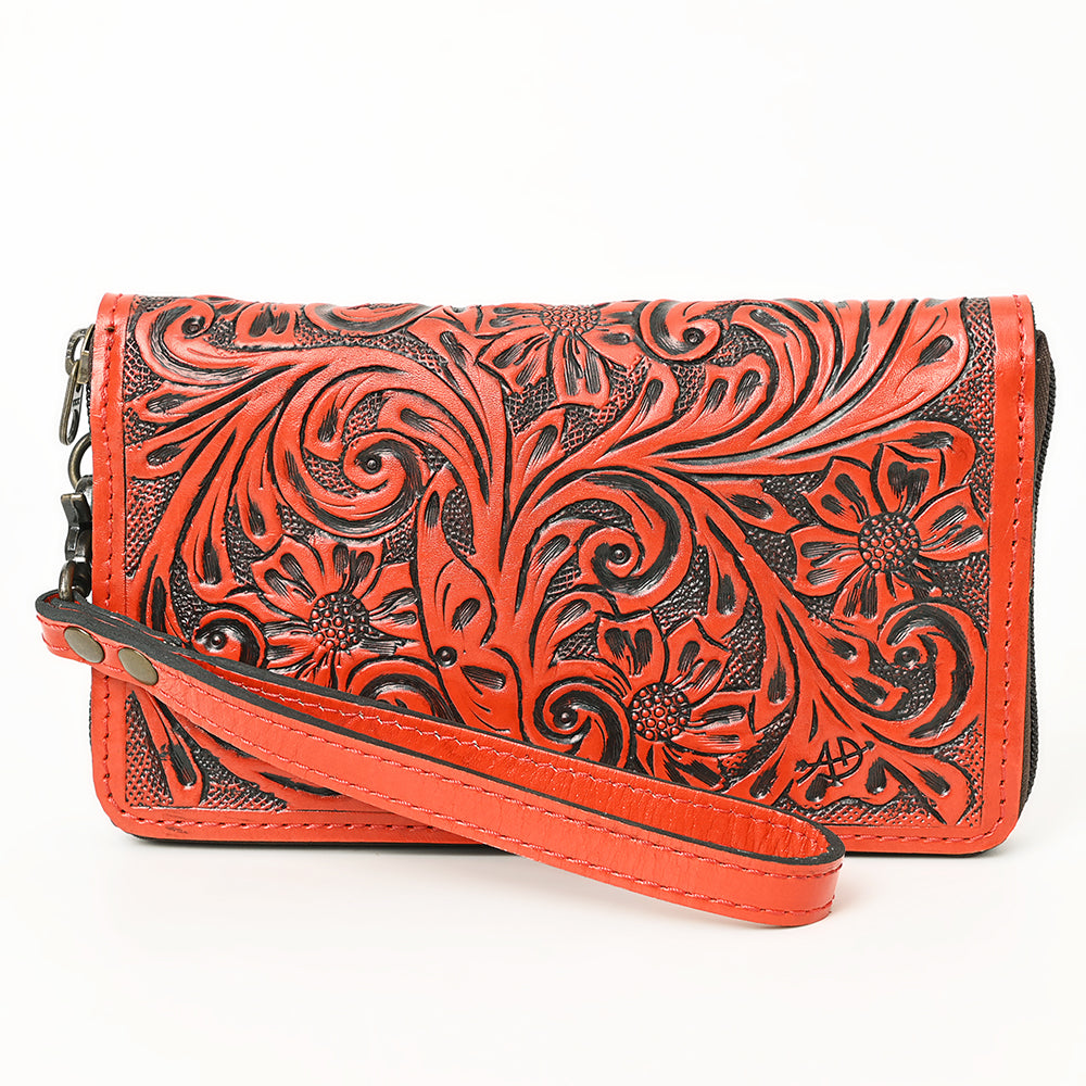 American Darling Hand-Tooled Western Leather Clutch Bag - Genuine Carved Artisan Womens Wristlet