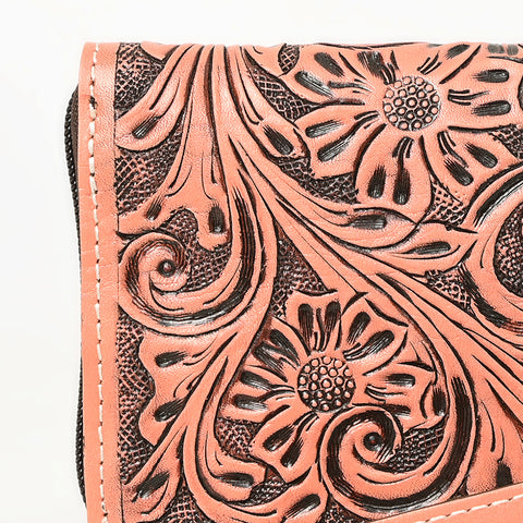 American Darling Hand-Tooled Western Leather Clutch Bag - Genuine Carved Artisan Women Wristlet