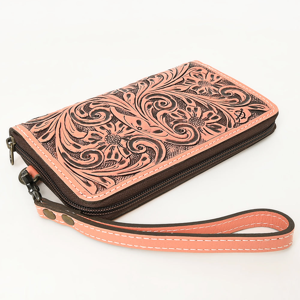 American Darling Hand-Tooled Western Leather Clutch Bag - Genuine Carved Artisan Womens Wristlet