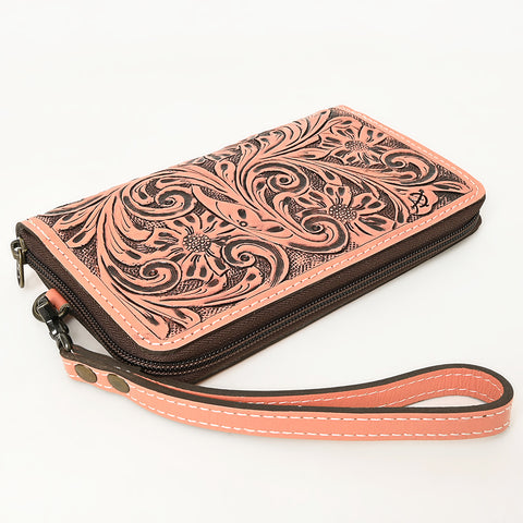 American Darling Hand-Tooled Western Leather Clutch Bag - Genuine Carved Artisan Women Wristlet