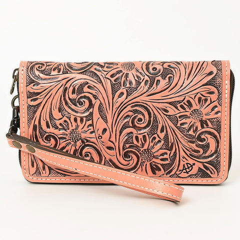 American Darling Hand-Tooled Western Leather Clutch Bag - Genuine Carved Artisan Women Wristlet