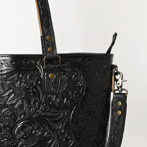 American Darling Hand Tooled Leather Tote -Western Floral Carved Purse