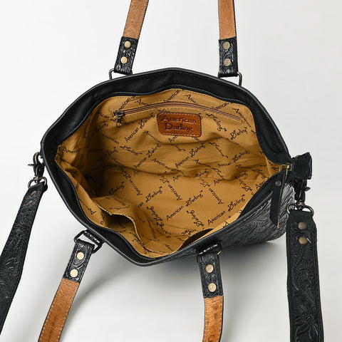 American Darling Hand Tooled Leather Tote -Western Floral Carved Purse