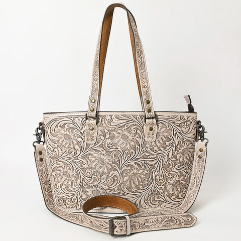 American Darling Hand Tooled Leather Tote -Western Floral Carved Purse