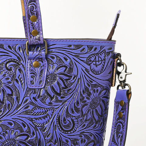 American Darling Hand Tooled Leather Tote -Western Floral Carved Purse