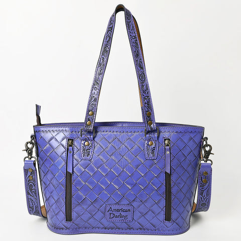 American Darling Hand Tooled Leather Tote -Western Floral Carved Purse