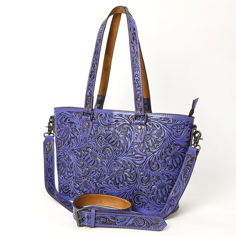 American Darling Hand Tooled Leather Tote -Western Floral Carved Purse