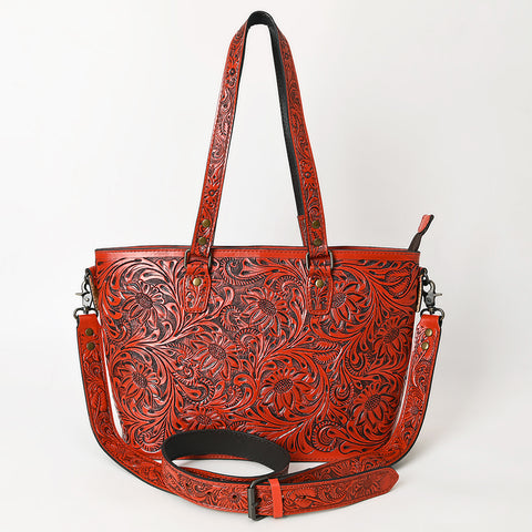 American Darling Hand Tooled Leather Tote -Western Floral Carved Purse