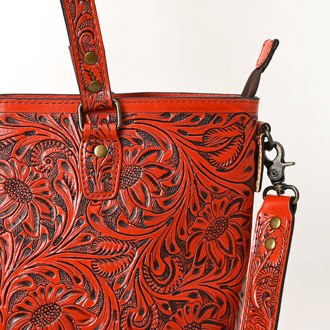 American Darling Hand Tooled Leather Tote -Western Floral Carved Purse