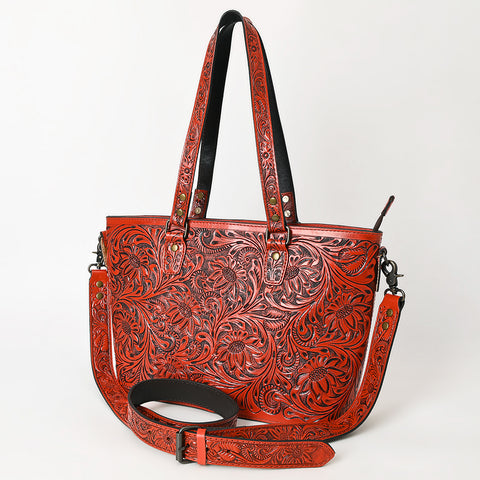 American Darling Hand Tooled Leather Tote -Western Floral Carved Purse