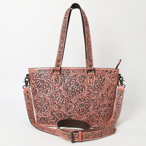American Darling Hand Tooled Leather Tote -Western Floral Carved Purse