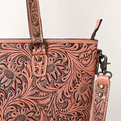 American Darling Hand Tooled Leather Tote -Western Floral Carved Purse