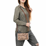 ADBG1228 Hand-Tooled Leather Holster Clutch Bag - Western Floral Design