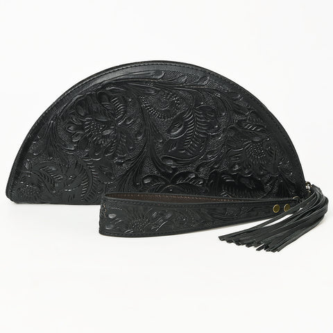 American Darling Hand-Tooled Western Leather Taco Bag - Genuine Floral Carved Designer Wristlet