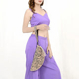 LC-ADBG1233H Hand-Tooled Leather Clutch - Semi-Circle Wristlet with Tassel
