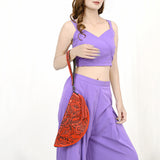 LC-ADBG1233H Hand-Tooled Leather Clutch - Semi-Circle Wristlet with Tassel