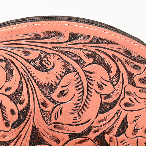 ADBG1233 American Darling Hand-Tooled Western Leather Taco Bag - Genuine Floral Carved Designer Wristlet