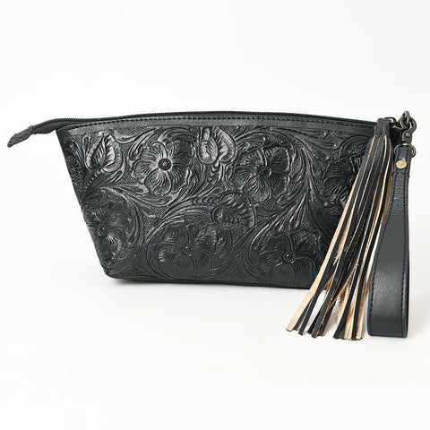 American Darling Hand-Tooled Western Leather Wristlet Bag - Genuine Floral Carved Women Clutch