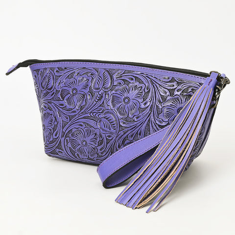 American Darling Hand-Tooled Western Leather Wristlet Bag - Genuine Floral Carved Women Clutch